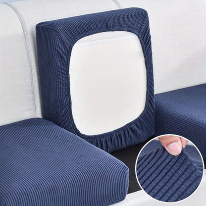 Removable and washable elastic sofa cushion cover, single piece, in a solid color to protect against dust.