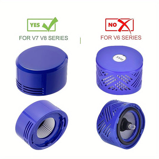 1 set of replacement parts for Dyson V7 V8 DC59 DC58, consisting of 1 front filter element and 1 rear filter net. Part numbers are 965661 and 967478-01.