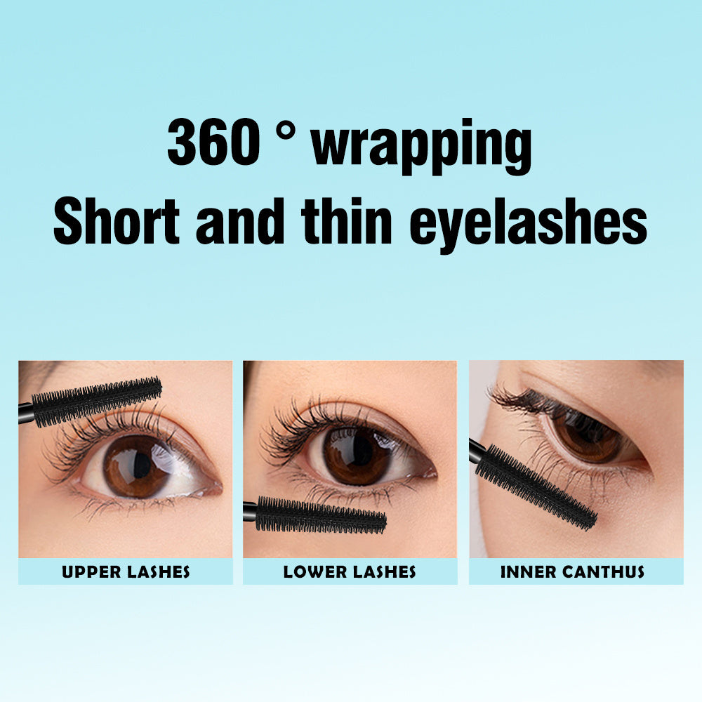 4D Fiber Waterproof Black Mascara for long, thick, and smudge-proof lashes.