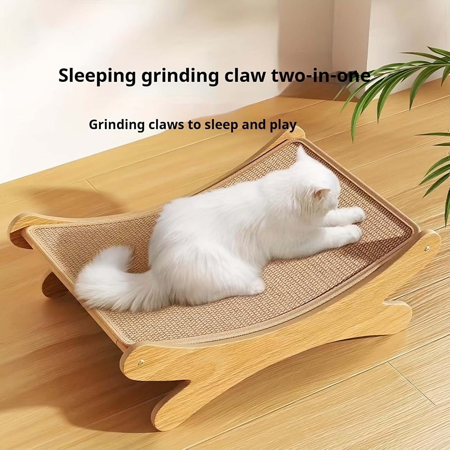 Durable cat scratcher lounge with play mat - multi-functional sofa for cats to sleep and grind claws.