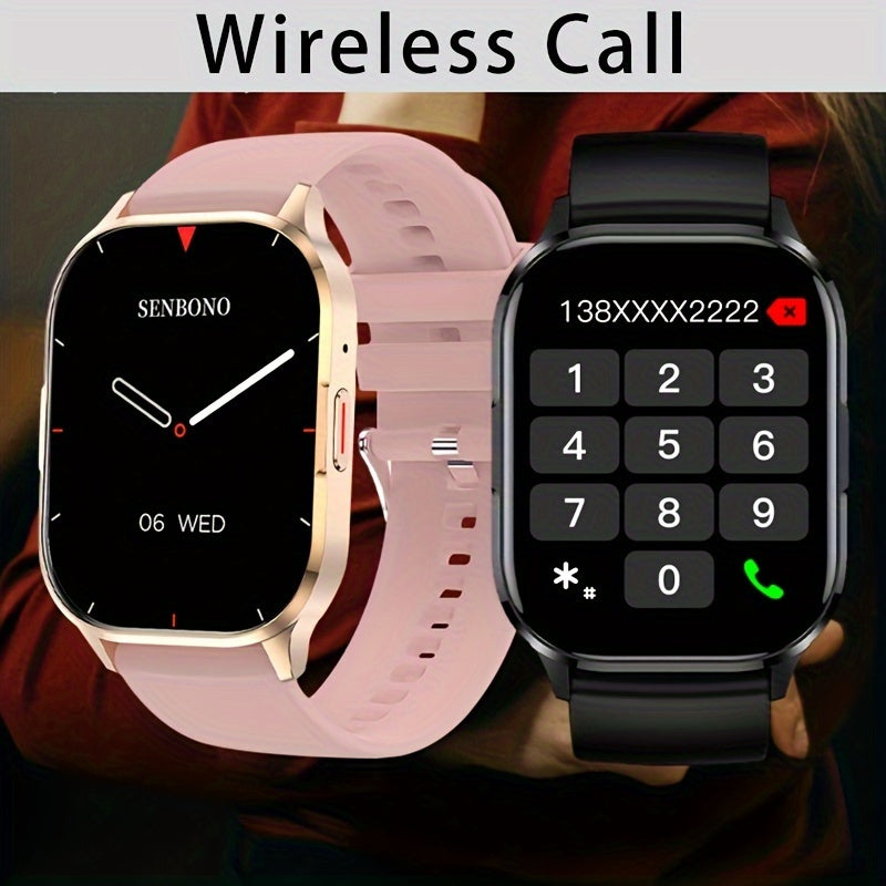 SENBONO AMOLED Smart Watch designed for Men with Wireless Call and Answer feature, Always-On Display with HD AMOLED Screen, Multiple Sports Modes for tracking Steps, Distance, and Calories.