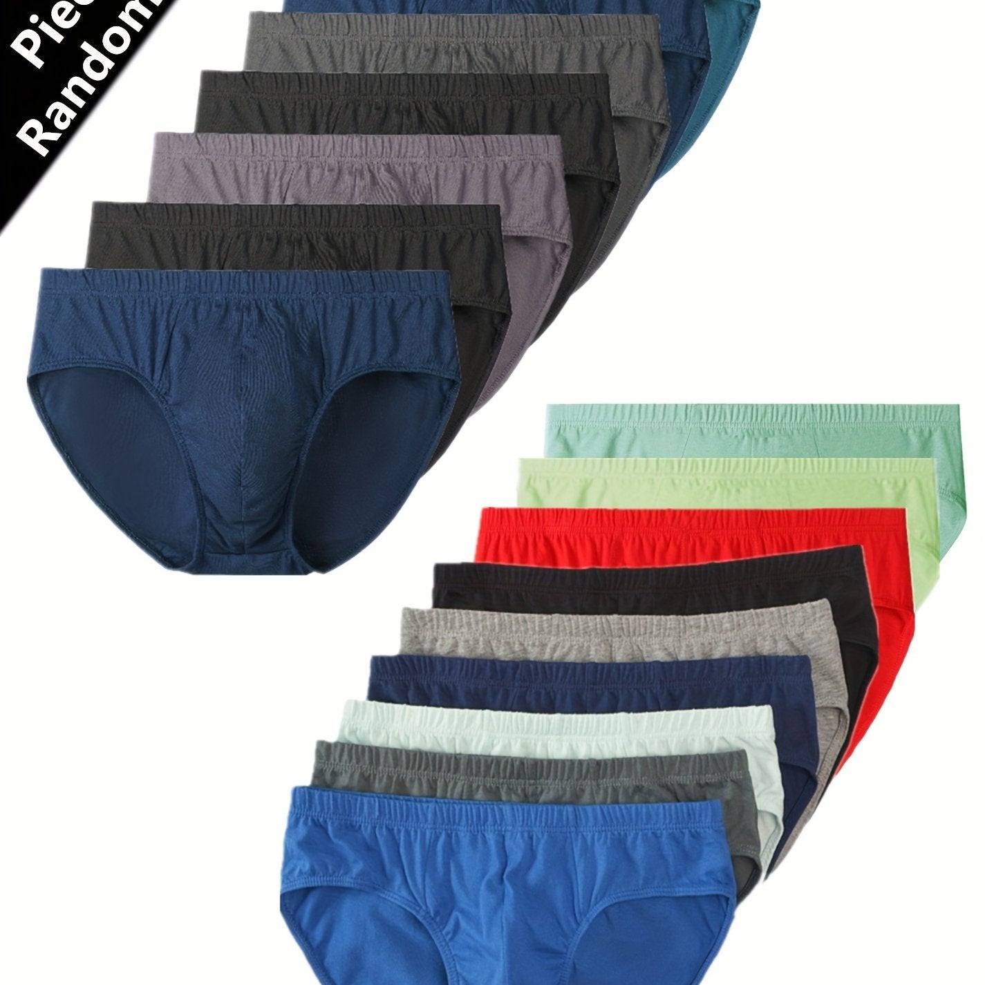 10 Men's cotton boxer briefs with solid color, breathable mid-rise comfort fit, made of 100% cotton knit fabric with medium stretch.