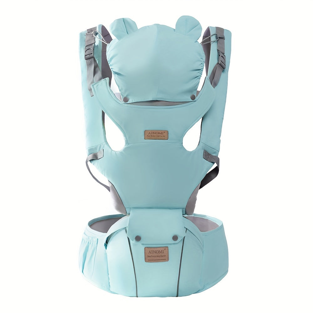 Gray 6-in-1 Youngsters Car Seat with Hip Seat for Children aged 0-48 months and weighing 3.18-20.41 KG. Features head support, breathable mesh, and adjustable soft ergonomic design. Ideal for daily family activities and travel.