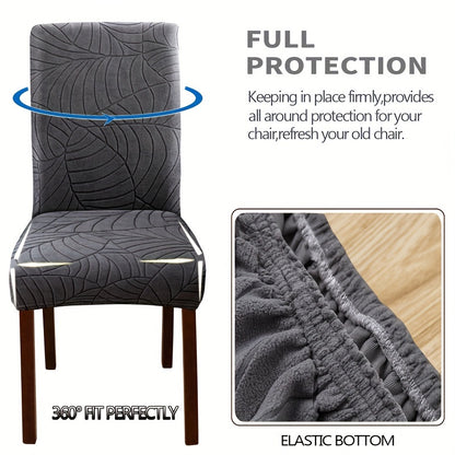 2/4pcs Leaf Jacquard Chair Covers, suitable for various chair sizes. Easy to install, non-slip, and provides protection for chairs in living rooms and kitchens.