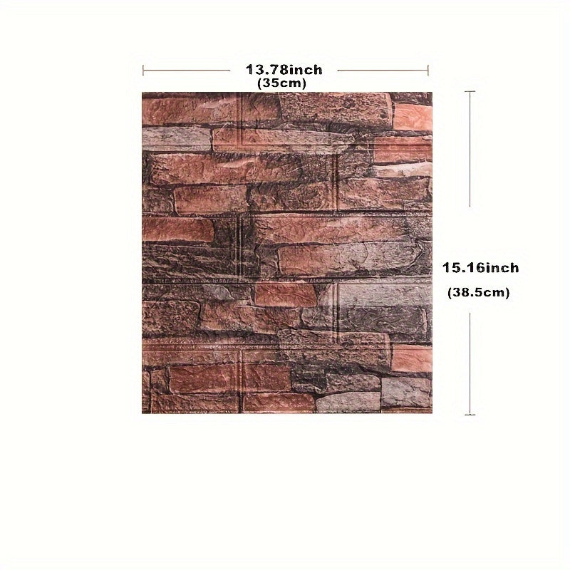 3D wall tile stickers - 20/50/100 pcs available in brick pattern, self-adhesive, waterproof, easy to clean, and suitable for kitchen, living room, bathroom, and corridor.