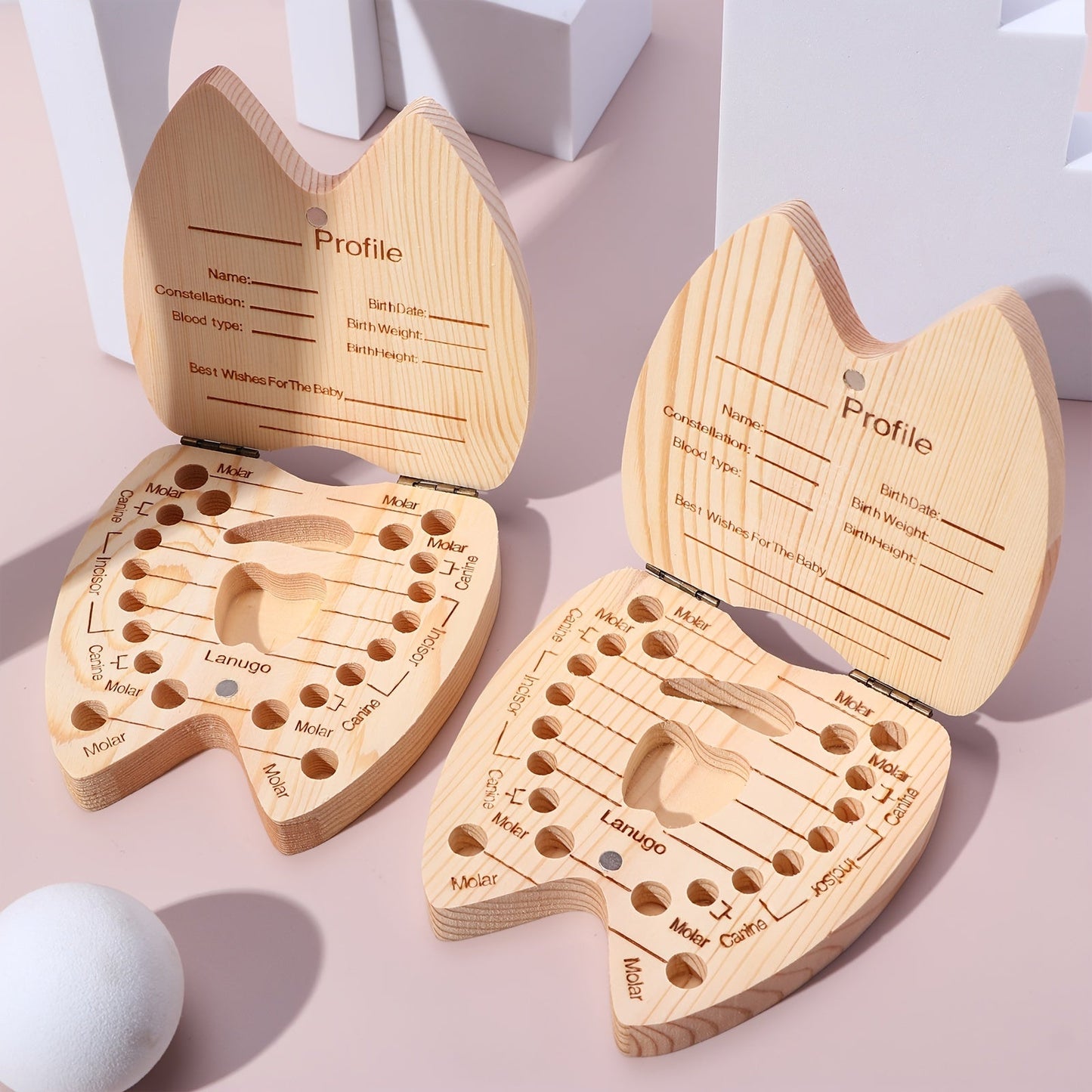 Wooden Baby Kids Tooth Storage Box - A Perfect Gift for Christmas, Halloween, and Thanksgiving! This Tooth Wooden Box Organizer is ideal for collecting and storing your child's milk teeth and umbilical cord. Dimensions: 4.65*4.53*1.1 inches