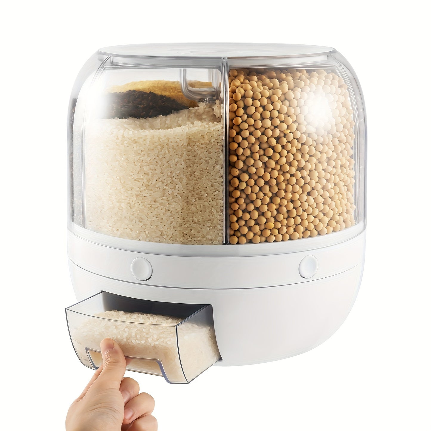 Large Capacity Airtight Rice Dispenser - 20kg Food-Grade Plastic, Moisture & Insect Proof Storage Container with 6 Compartments.