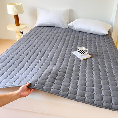 Waterproof mattress topper with machine washable quilted polyester cover, polyurethane liner, and non-slip design for dormitory and home use. 1-piece.