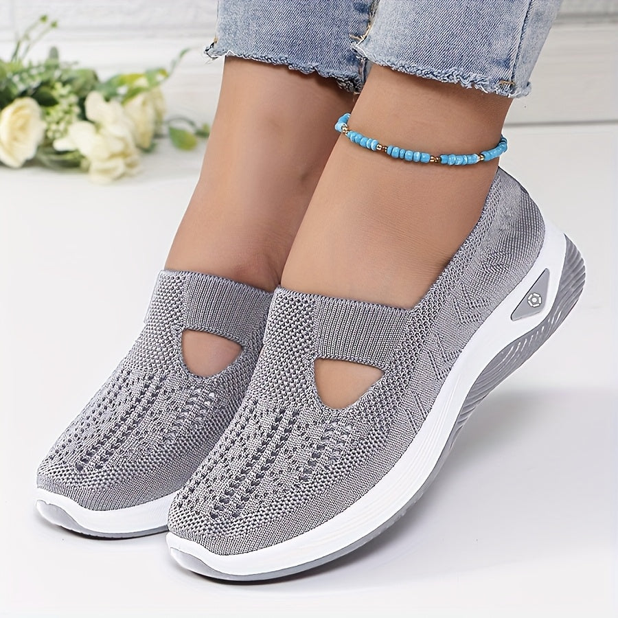 2024 New Style Women's Shoes: Breathable Knitted, Trendy Lace-Up Sports Shoes for Cross-Border Trade.