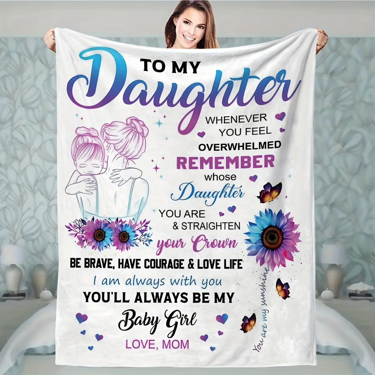 Soft, warm, and allergy-friendly flannel throw blanket for your daughter - an ideal gift for birthdays, Christmas, and Halloween. Versatile for use on the couch, bed, office, or during travel.