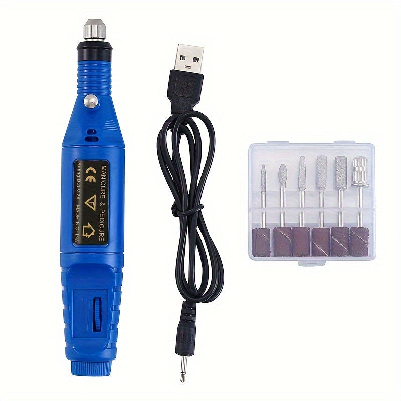 USB-Powered Nail Drill Kit for Professional Use with Hypoallergenic Bits and Accessories for Manicure, Pedicure, and Foot Care.