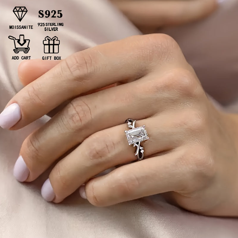 Ajoyib Bohem uslubidagi 2Ct Moissanite uzuk 925 sterling kumushdan tayyorlangan, tikanli shox dizayni bilan ayollar uchun to'y va nikoh uzugi. Gippoallergen, sovg'a qutisi bilan, 14-fevral va har kuni kiyish uchun ideal.