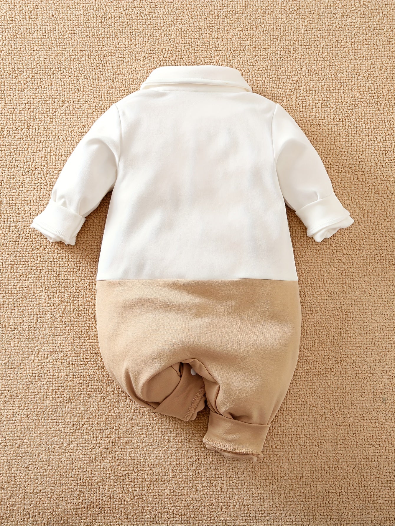 Baby's Gentleman Bowknot Cotton Long Sleeve Romper, ideal for Spring and Fall outdoor wear.