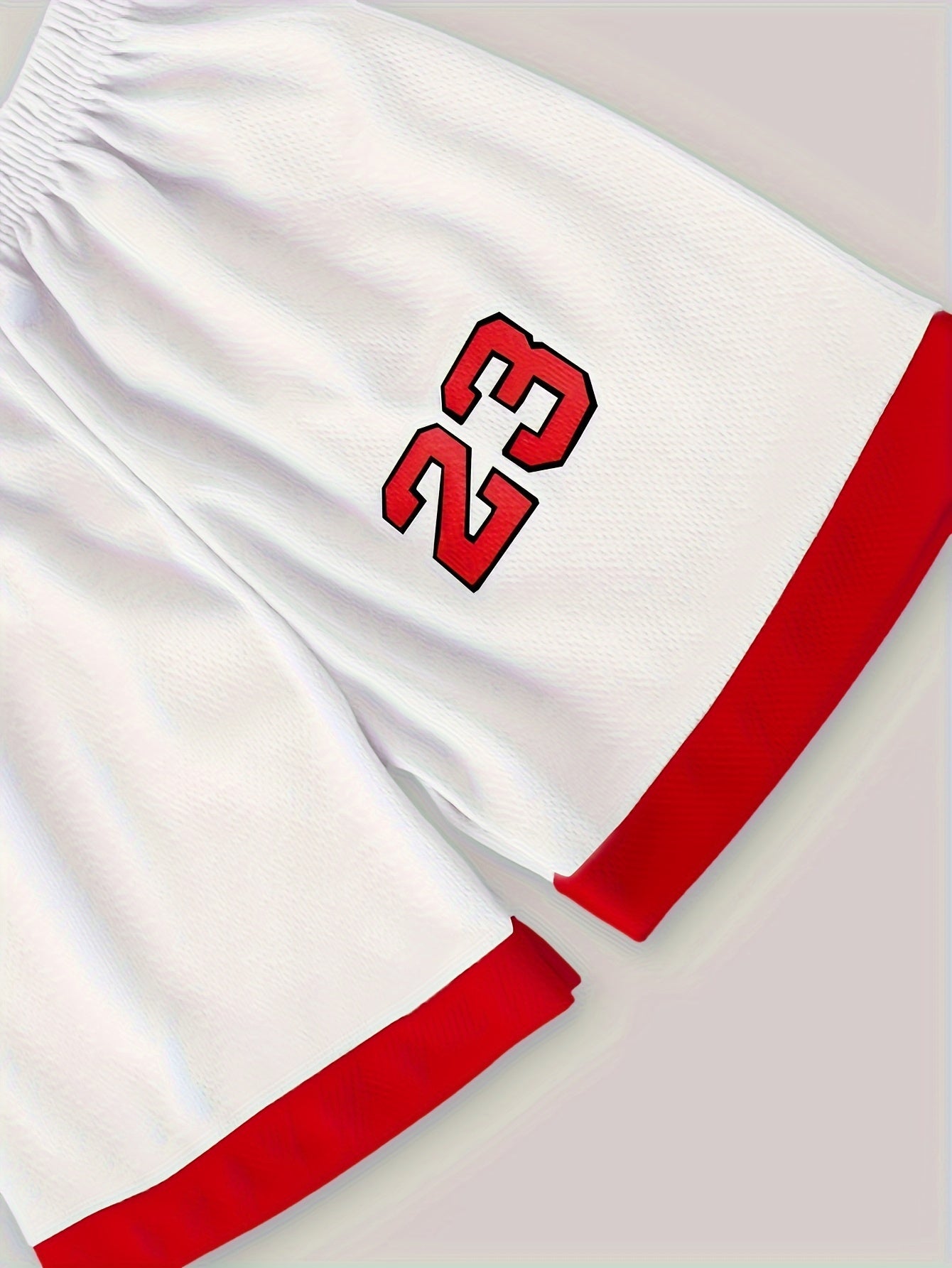 Youth #23 Basketball Jersey and Shorts Set in Red & White, 100% Polyester, Breathable, Sleeveless with Letter Print, Ideal for Spring/Summer Outdoor Sports.