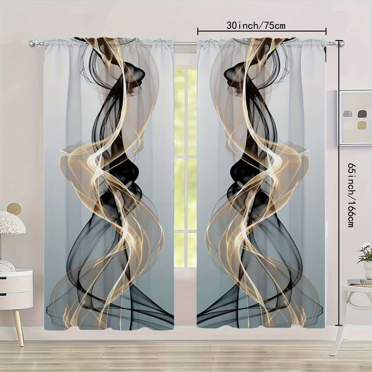 Set of 2 Modern Art Abstract Pattern Curtains, Rod Pocket Decorative Window Drapes, Ideal for Bedroom, Living Room, or Study, Home Decor Window Treatments