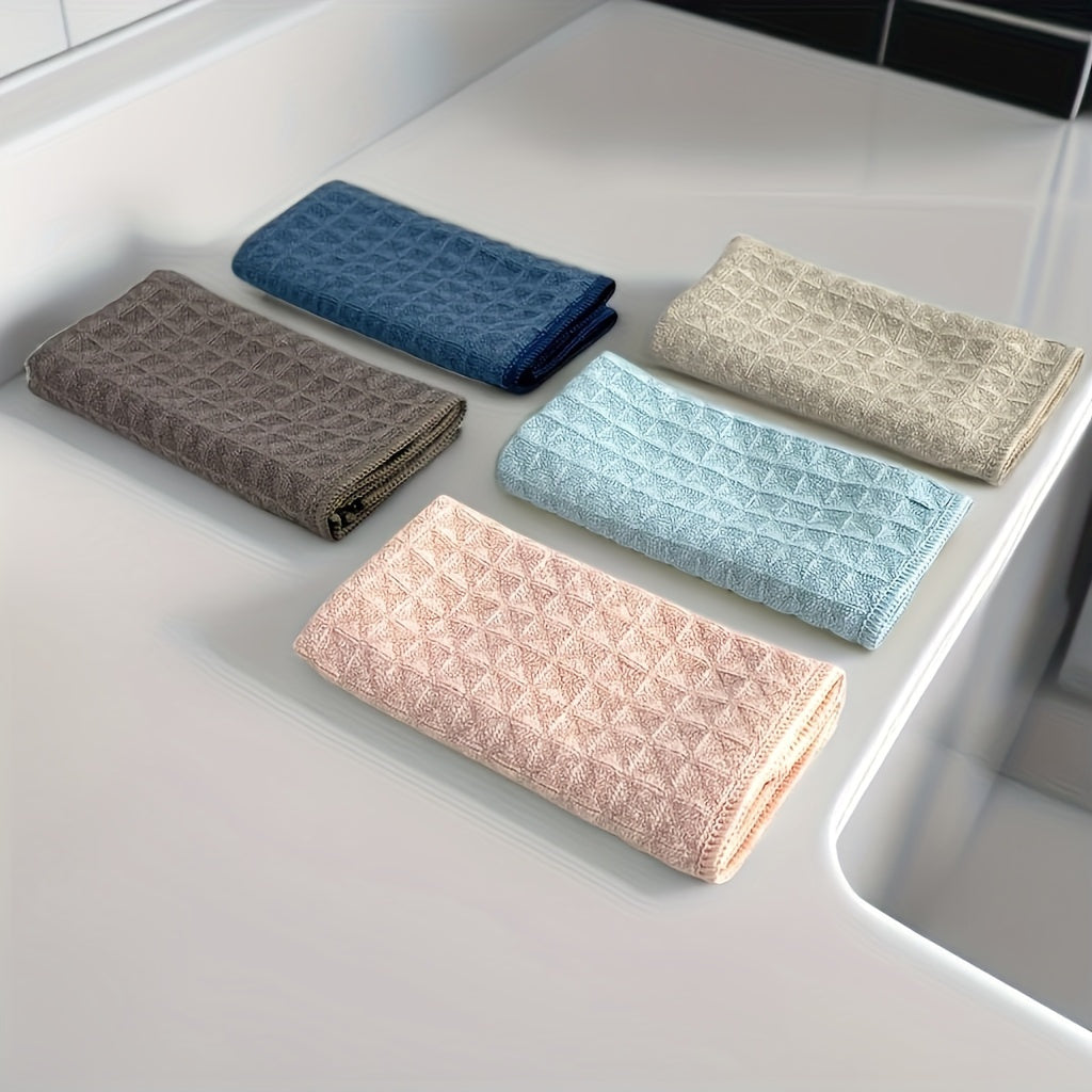 Microfiber Waffle Weave Cleaning Cloths 4/8 Pack, Super Absorbent Knit Fabric, Square Household Towels for Bathroom & Kitchen Use