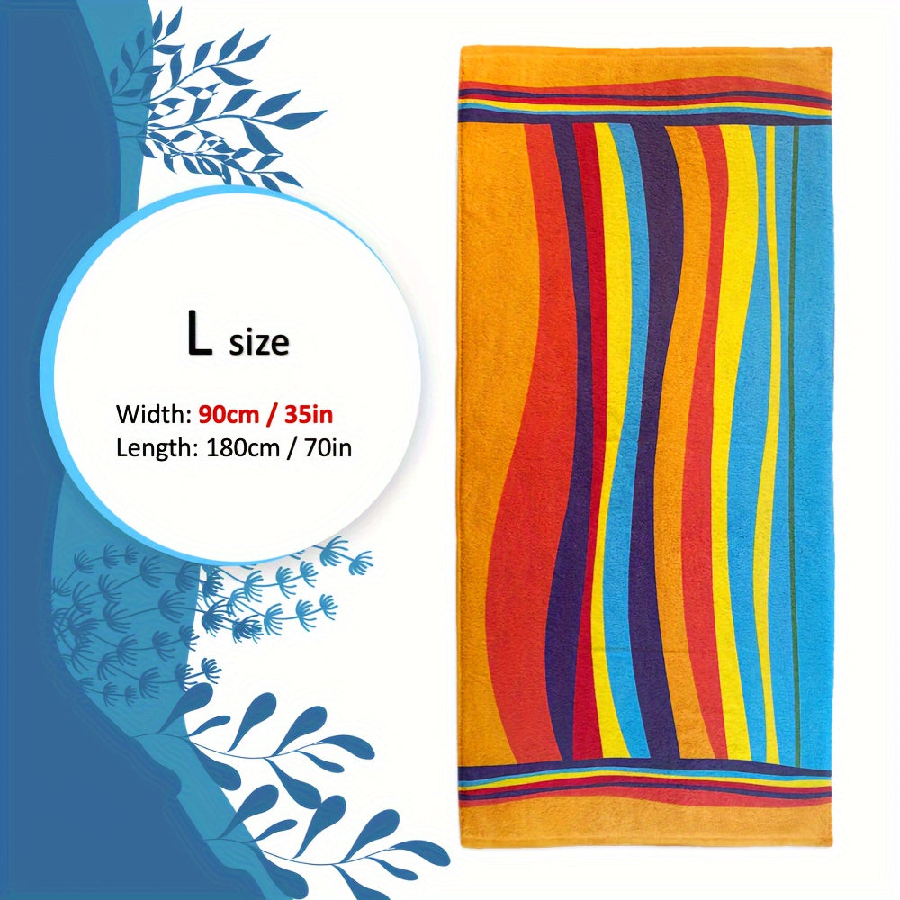 XL Striped Beach Towel - Soft Microfiber, Quick-Dry, Sand-Free - Ideal for Travel, Yoga, Camping, Swimming - Machine Washable