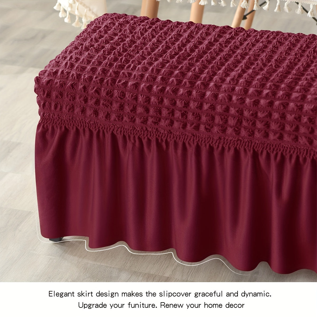 Protect your furniture in style with our durable seersucker bench cover, the perfect home decor accessory for any bedroom, office, or living room.