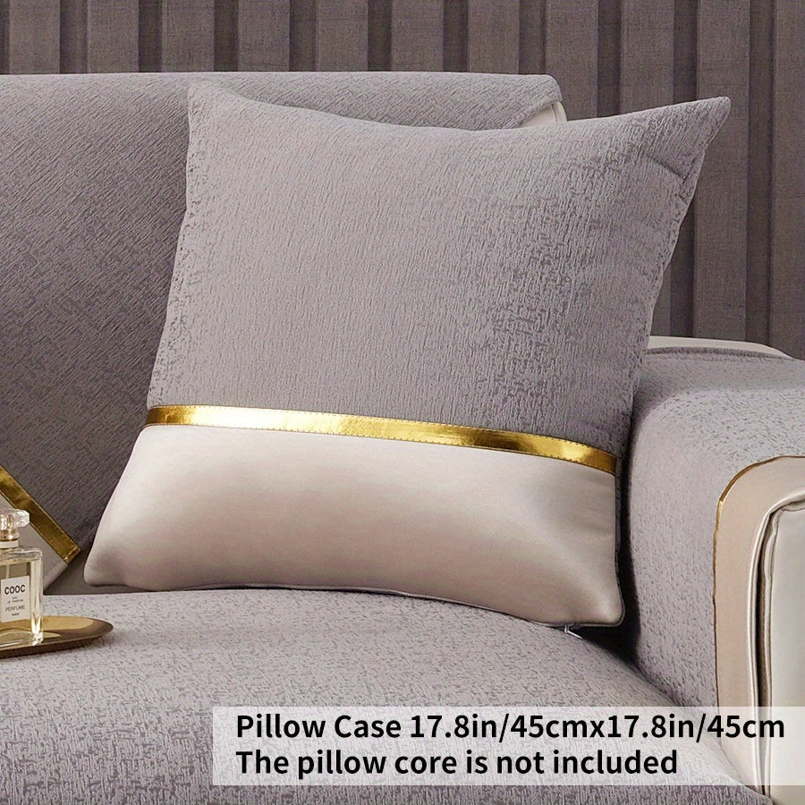 Chic Nordic-style chenille sofa cover with gold accents for 1-4 seater sofas, non-slip and machine washable.