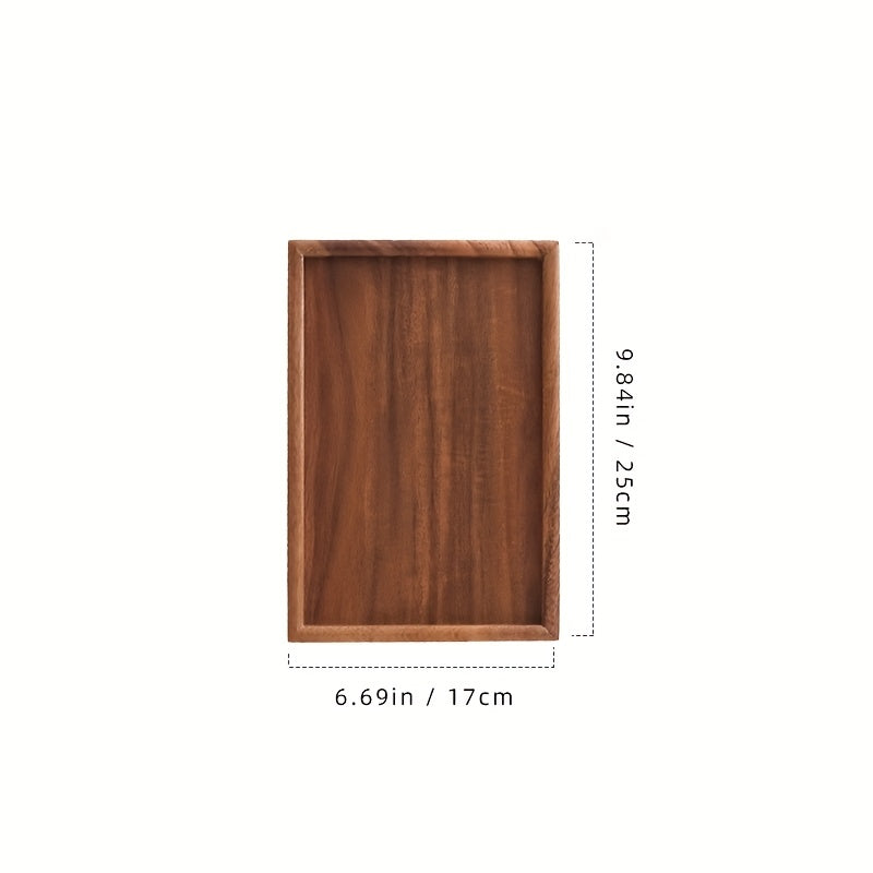 Rectangular walnut tray suitable for various uses such as breakfast, desserts, bread, snacks, sushi, afternoon tea, and as a table decoration for home, hotel, or restaurant kitchens.