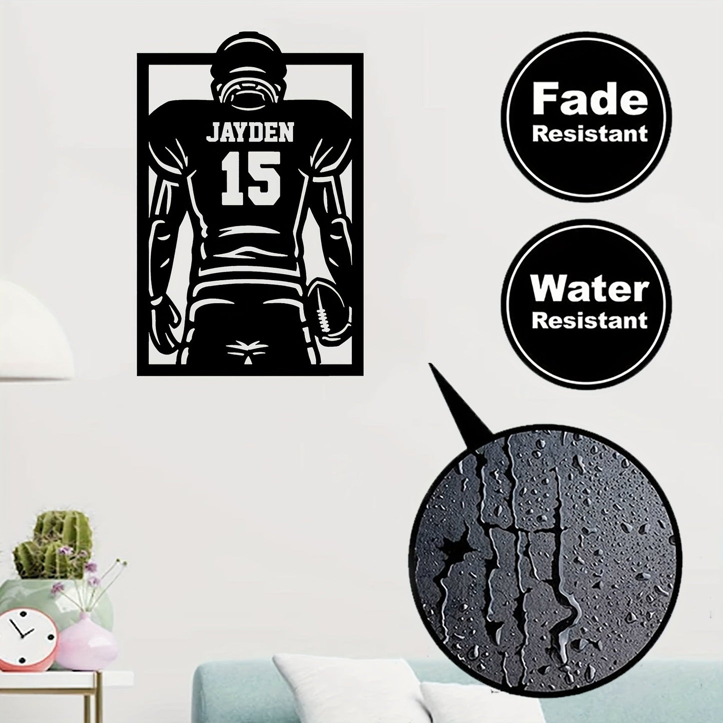 Personalized Football Metal Wall Art - Choose Your Own Name, Durable Decor for Inside & Outside, Ideal Present for Football Enthusiasts