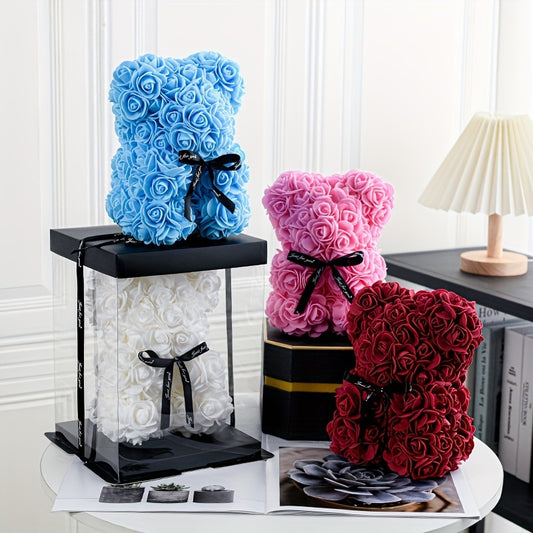 20cm foam rose bear arranged in a container for various occasions - perfect home decor gift.