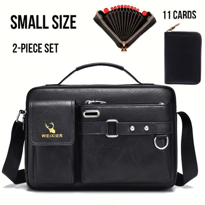 Weixier Men's Business Crossbody Bag made of PU material, suitable as a gift for Father or Anniversary.