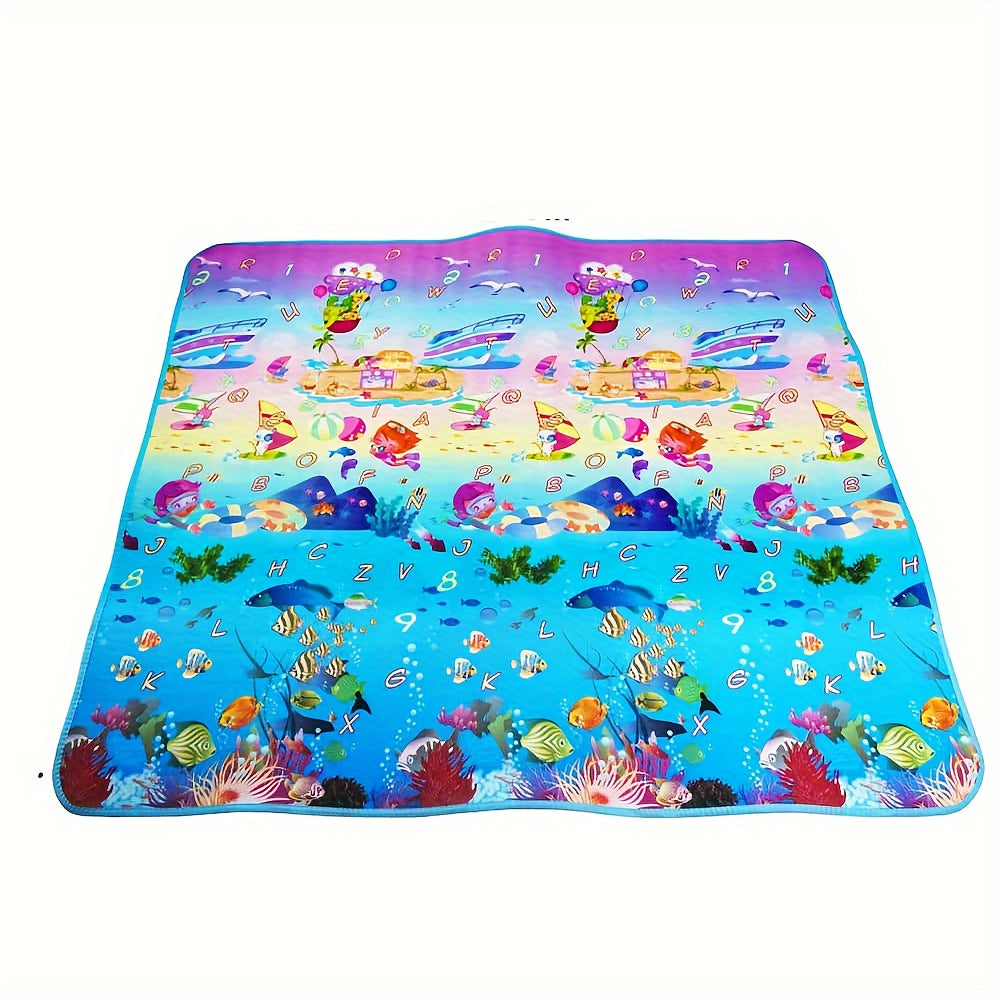 Two-Sided Baby Play Mat, Ideal for Ages 0-3, Measures 200x180cm, Made with PVC Surface, Safe Crawling Mat, Flippable Foam Floor Mat, Educational and Waterproof for Mess-Free Playtime.