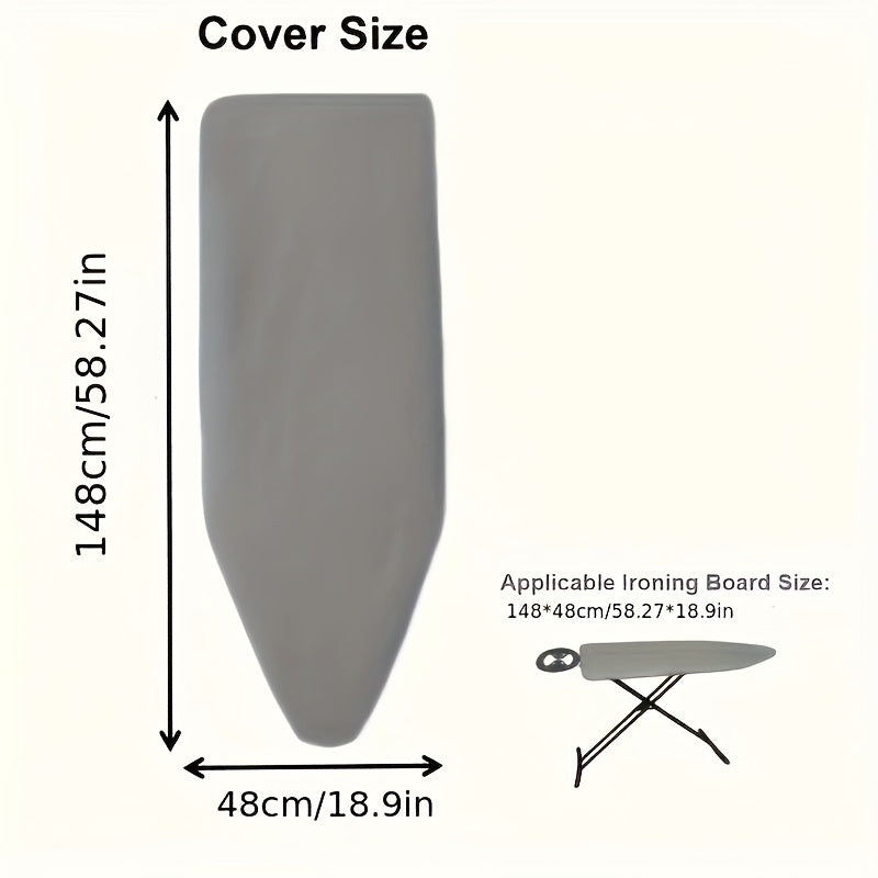 High-Quality Grey Ironing Board Cover, Size 148cm*48cm, Featuring Silver Coating for High-Temperature Resistance and Waterproofing. Designed to Fit 15*54 Inch Boards, with a Stylish and Durable Reusable Material.