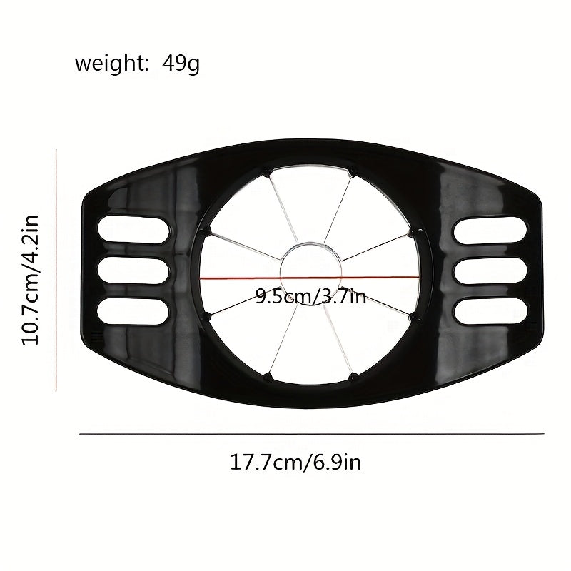 Apple Slicer and Corer made of durable stainless steel with uniform blades and ergonomic handle for perfectly sliced fruit.
