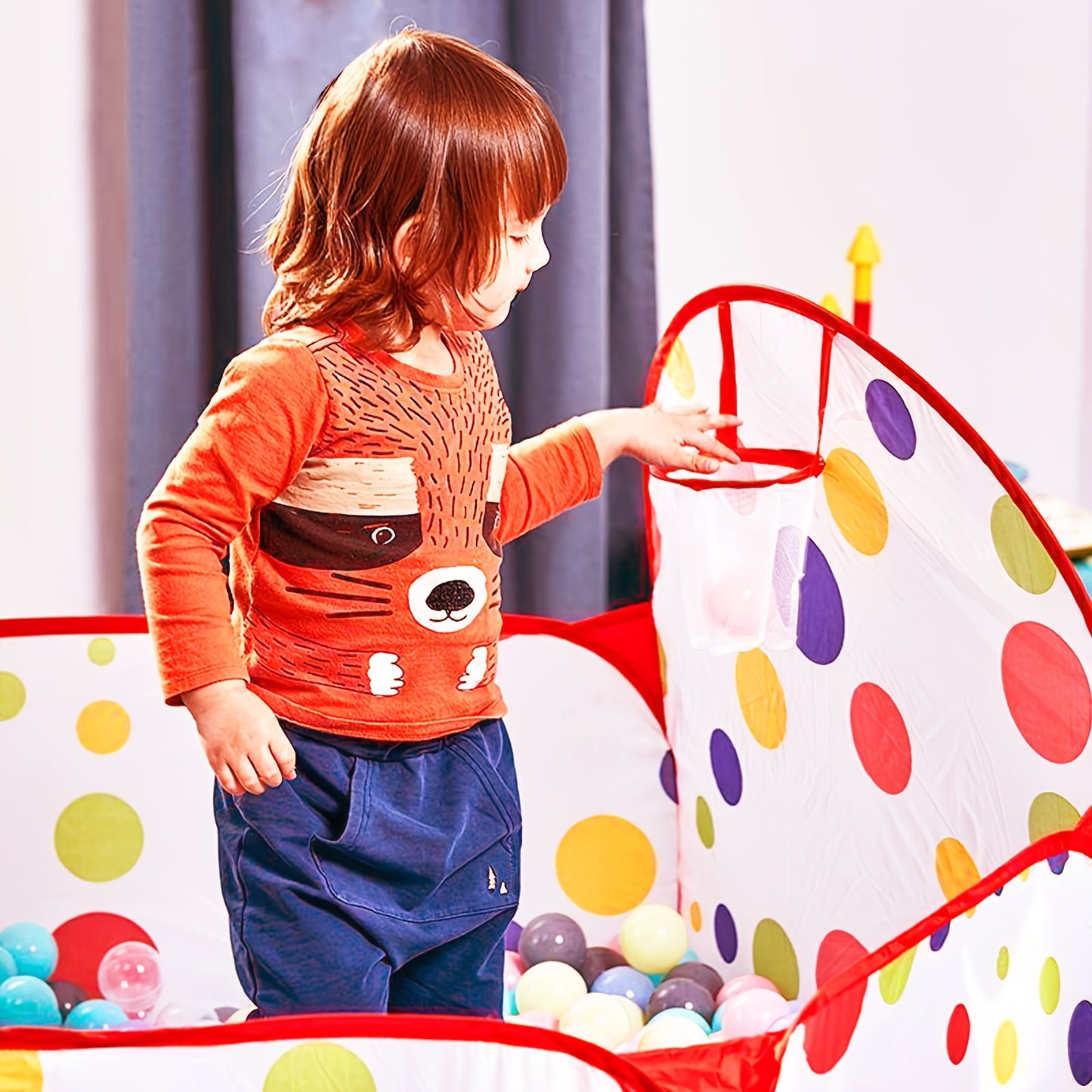 Children's Pop Up Play Tent Playhouse with Basketball hoop, Perfect for Indoor or Outdoor Parties. Accessories sold separately.