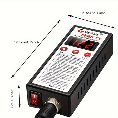 Yarboly 8858D Micro Rework Soldering Station with LED digital heat gun, European standard plug (220-240V), hair dryer design, battery not required.