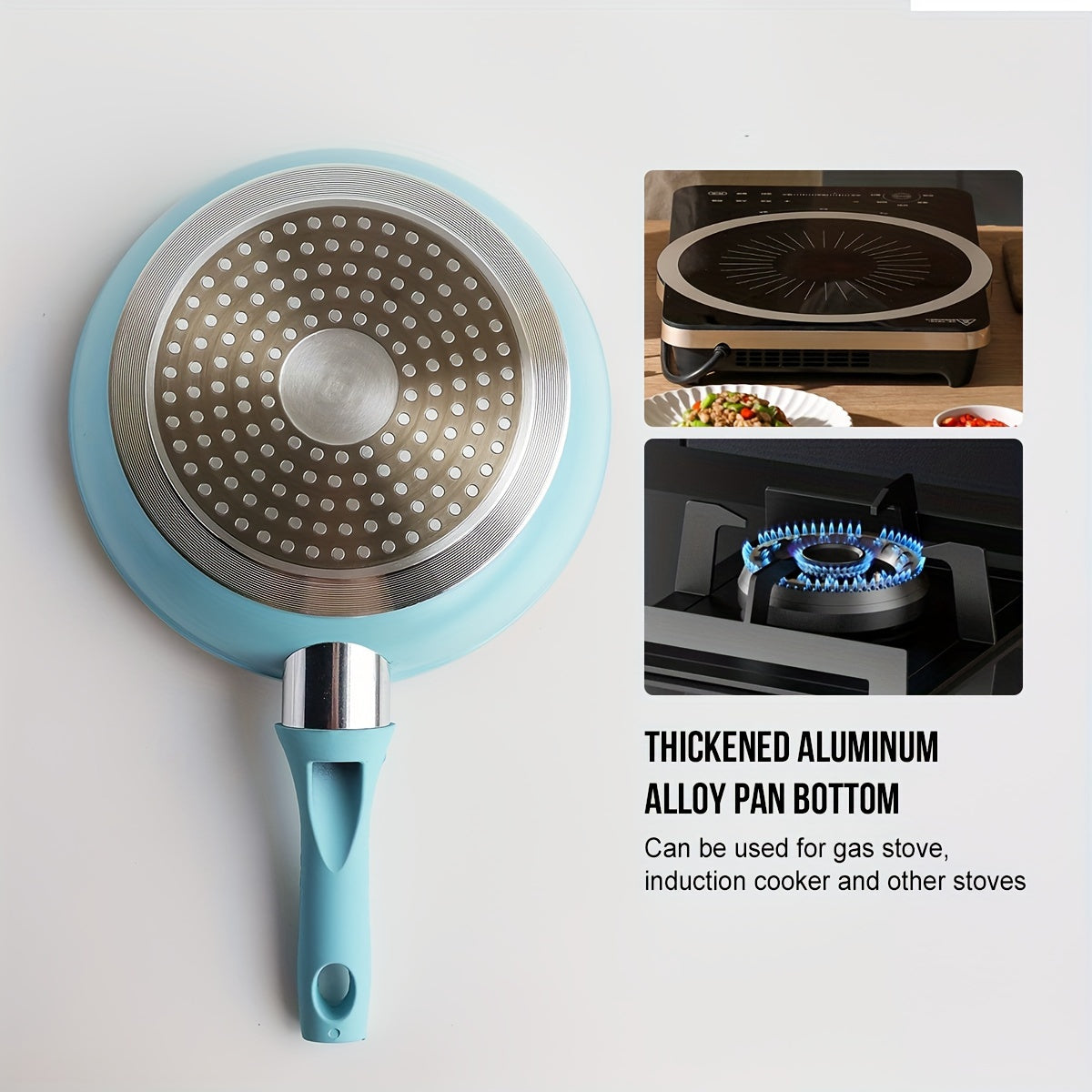 Non-Stick Egg-Frying Pan in Pink and Blue, with dimensions of 30.99cm x 18.54cm and a height of 3.56cm. Made of dishwasher-safe aluminum material.