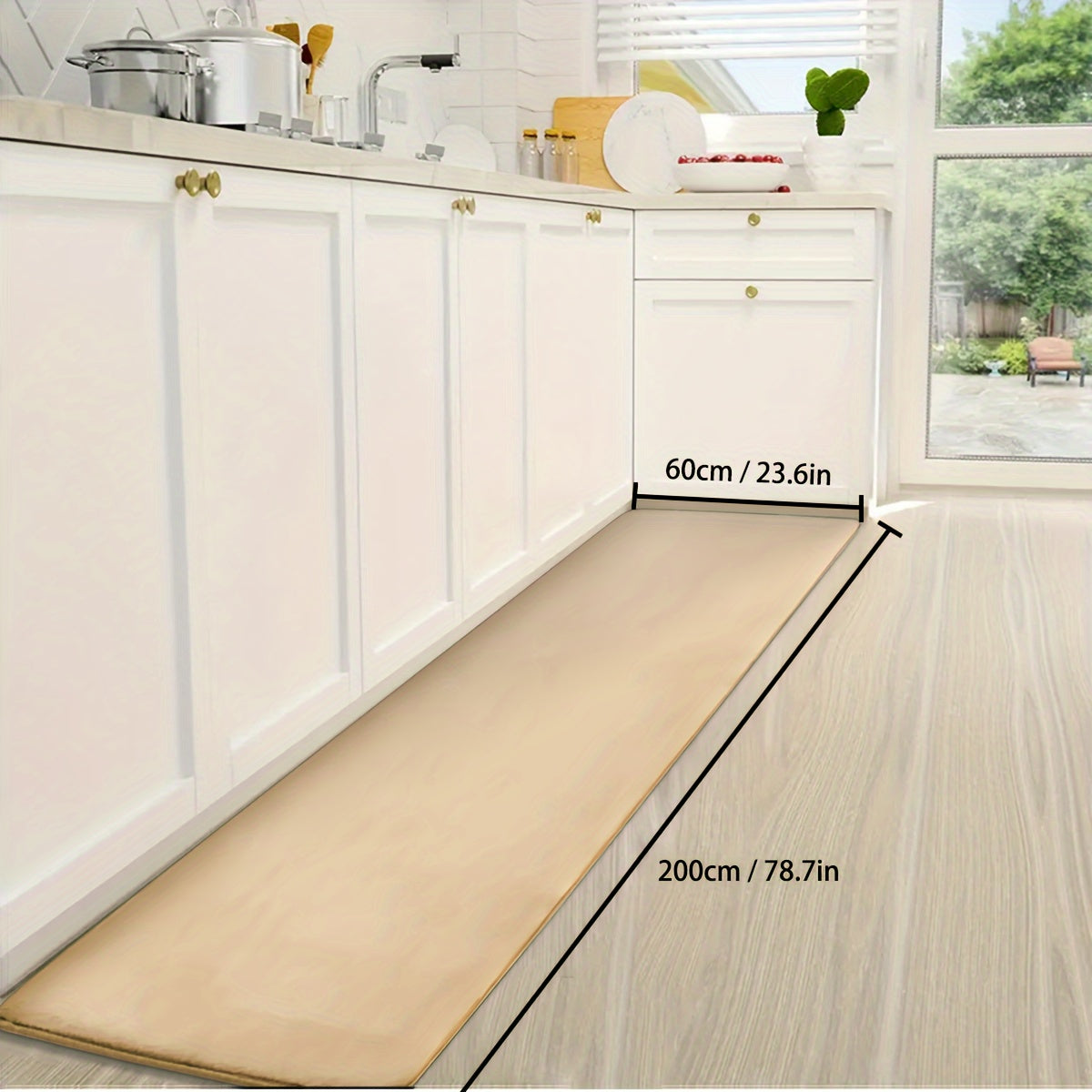 Polyester Kitchen Runner Mat with Absorbent Qualities - Non-Slip, Lightweight, Low Pile, Rectangular Shape, Easy to Hand Wash, Knit Weave Design with PVC Backing, Durable Flannel Floor Rug Ideal for Home Entrances Made by Machine Manufacturing