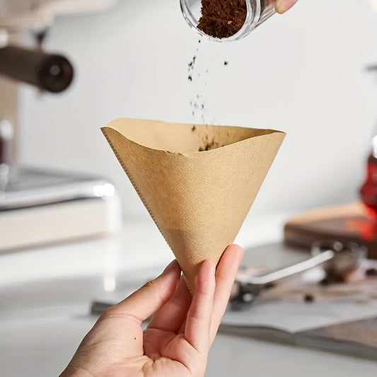 This pack includes 40 coffee filters made from raw wood pulp, designed for use in tapered hand filter cups for Drip American Coffee pots. Each filter is suitable for brewing 1-2 cups of coffee, making it perfect for home, office, and commercial use.