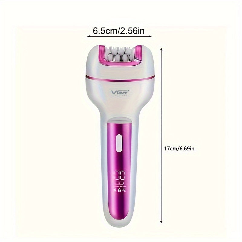 3-in-1 Women's Electric Hair Removal Kit with USB rechargeable lithium battery, portable shaver, and epilator for underarms, bikini area, and sensitive areas, featuring digital display.