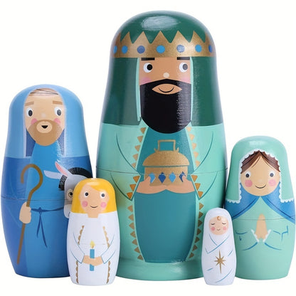 Handmade nesting doll set for kids, great for gifts and home decor. Ideal for Christmas, birthdays, and parties.