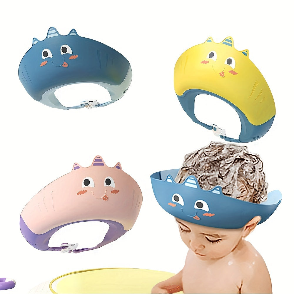 Shower Cap for Kids - Waterproof Shampoo Hat with Ear & Eye Protection, Adjustable Size for Ages 3-12, Cute Animal Design, Made of Long-lasting Plastic, Must-have for Bath Time