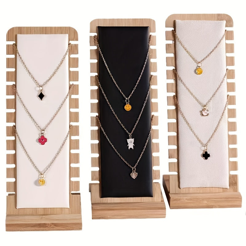 12-slot necklace holder made of natural materials for storing and displaying necklaces, bracelets, and pendants. Suitable for jewelry stores and home storage. Easy to install with a dismountable design. Comes with a 12-slot jewelry display rack.