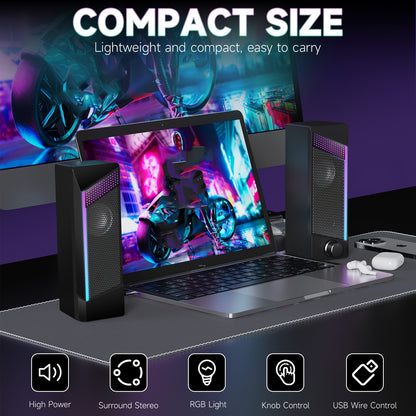 New 2-in-1 computer speaker with iron mesh and RBB light, perfect for gaming and music.