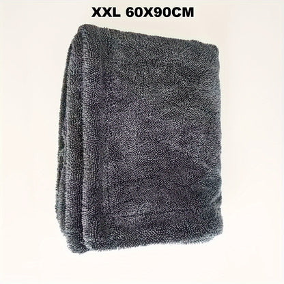 Compact microfiber car drying towel with high absorbency, 1400 GSM, twisted loop design, double-sided, streak-free detailing - 1 Pack.