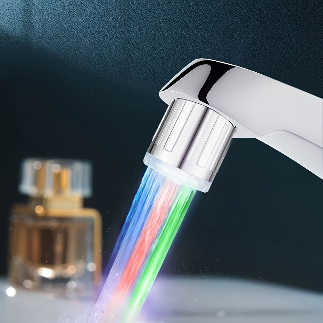 LED Faucet Aerator with 7-Color Temperature Control, 2.36cm Adapter, Water Flow Color Changing Nozzle, Hydroelectric Powered - Ideal for Holiday Gifts