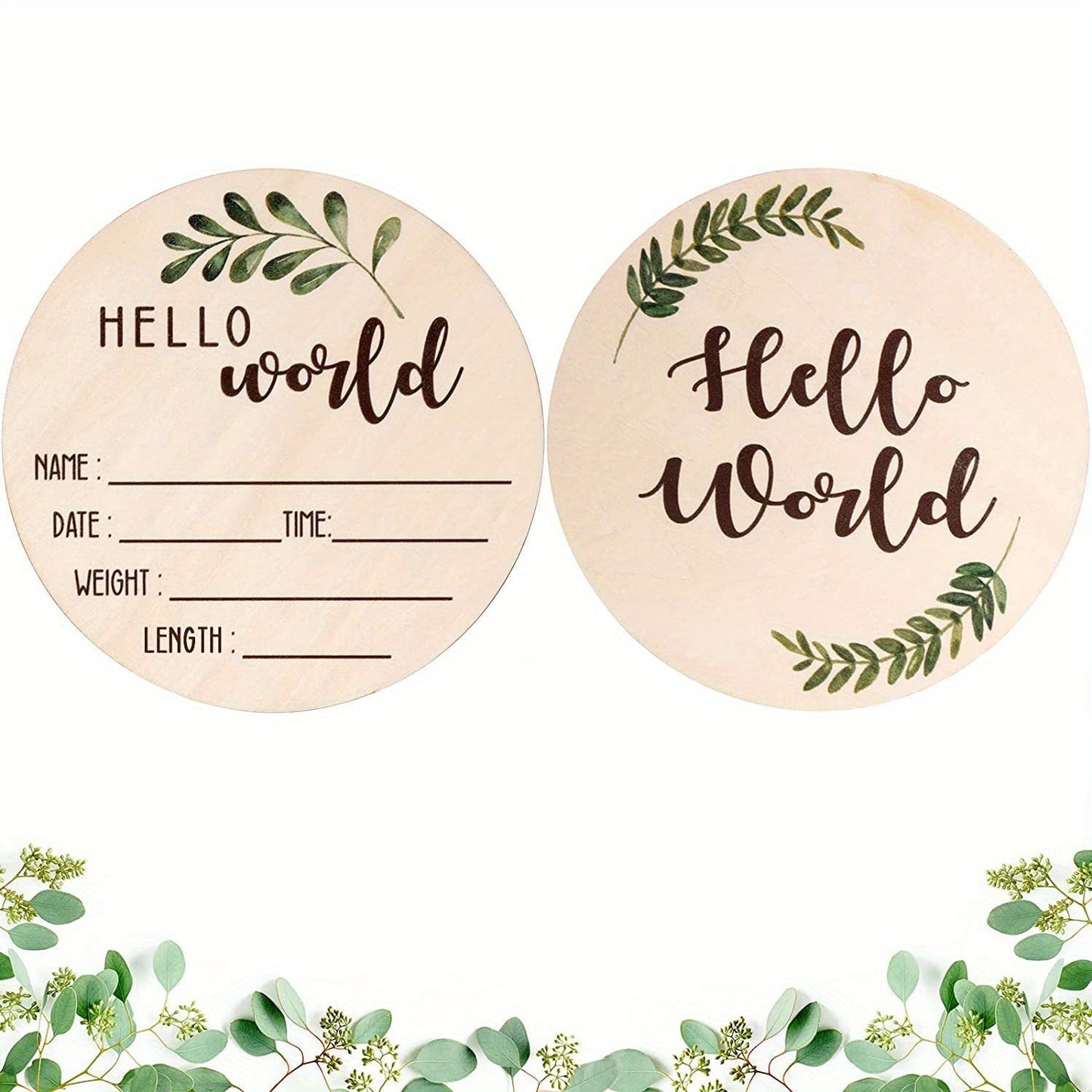 Vibrant Dual-Sided Sign - Say Hello to the World! Beautifully crafted with Natural Wood, Ideal for capturing Hospital Memories & Treasured Keepsakes