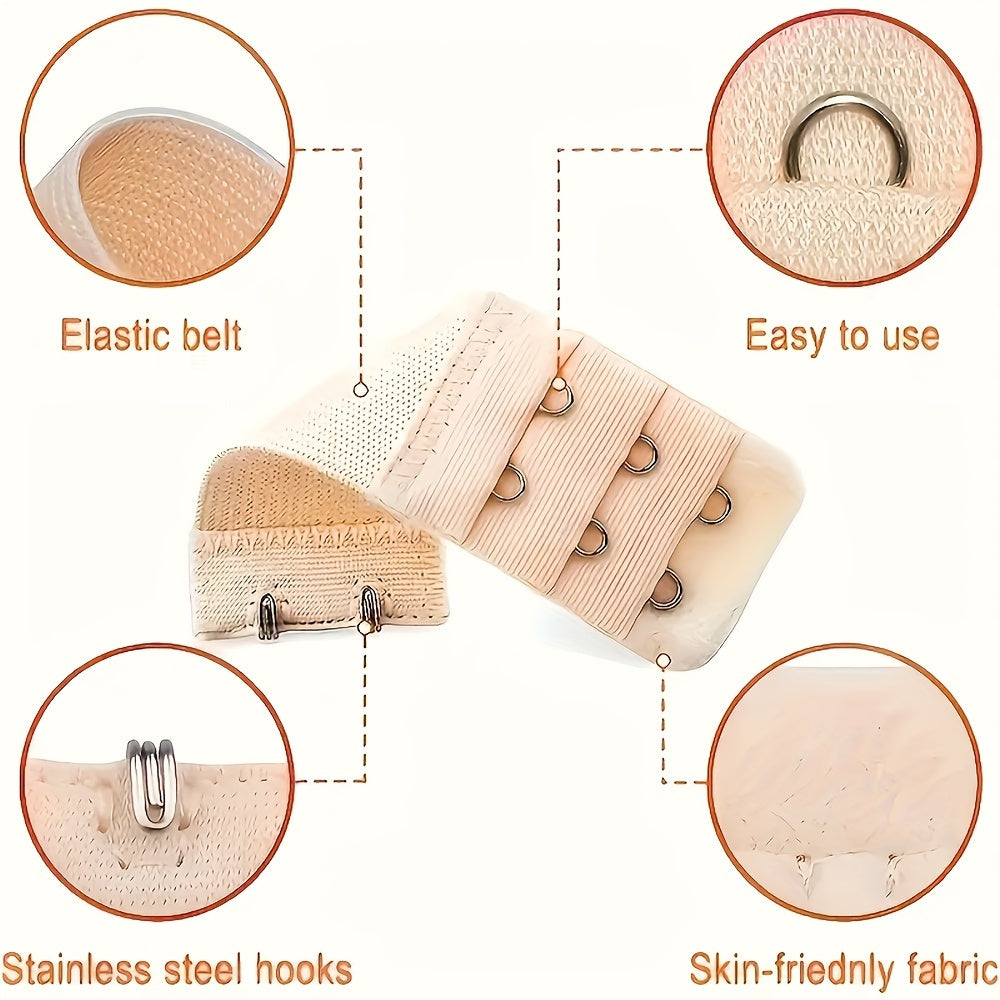 12 elastic bra buckles in 2/3/4 hook styles for adjustable lingerie back extensions.