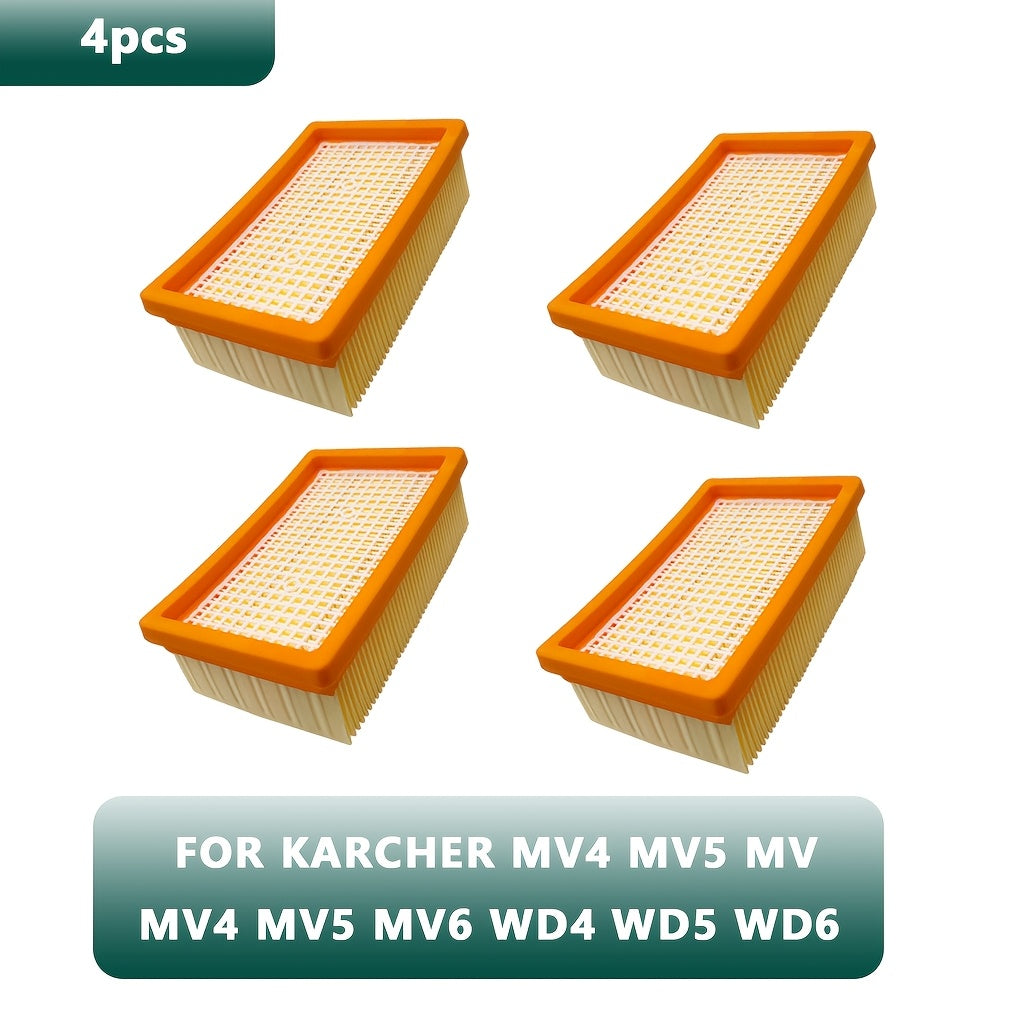 Flat-pleated filter compatible with Karcher MV4/MV5/MV6 & WD4/WD5/WD6 - Long-lasting and simple to replace, suitable for both wet and dry vacuum cleaners, INT