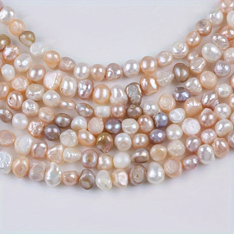 Top Pick: Set of 42 A-Grade 8-9mm Baroque Natural Pearl DIY Necklace Accessories with Light Side on Two Sides in White, Pink, and Purple