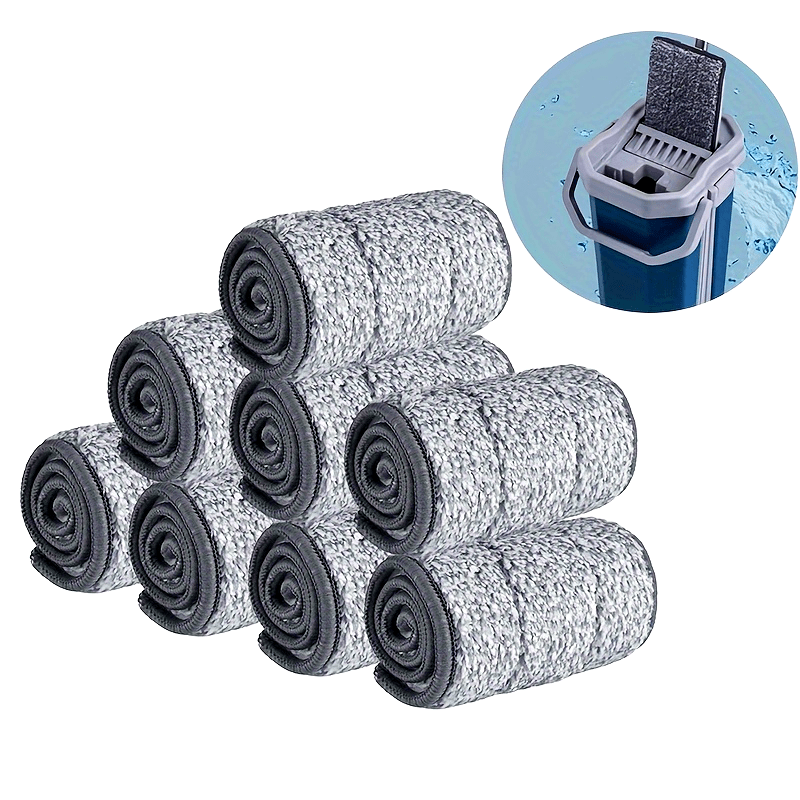 Five pieces of ultrafine microfiber mop pads that are washable and durable with high absorption for both wet and dry use. They are easy to attach and clean, making them ideal for home floor care.