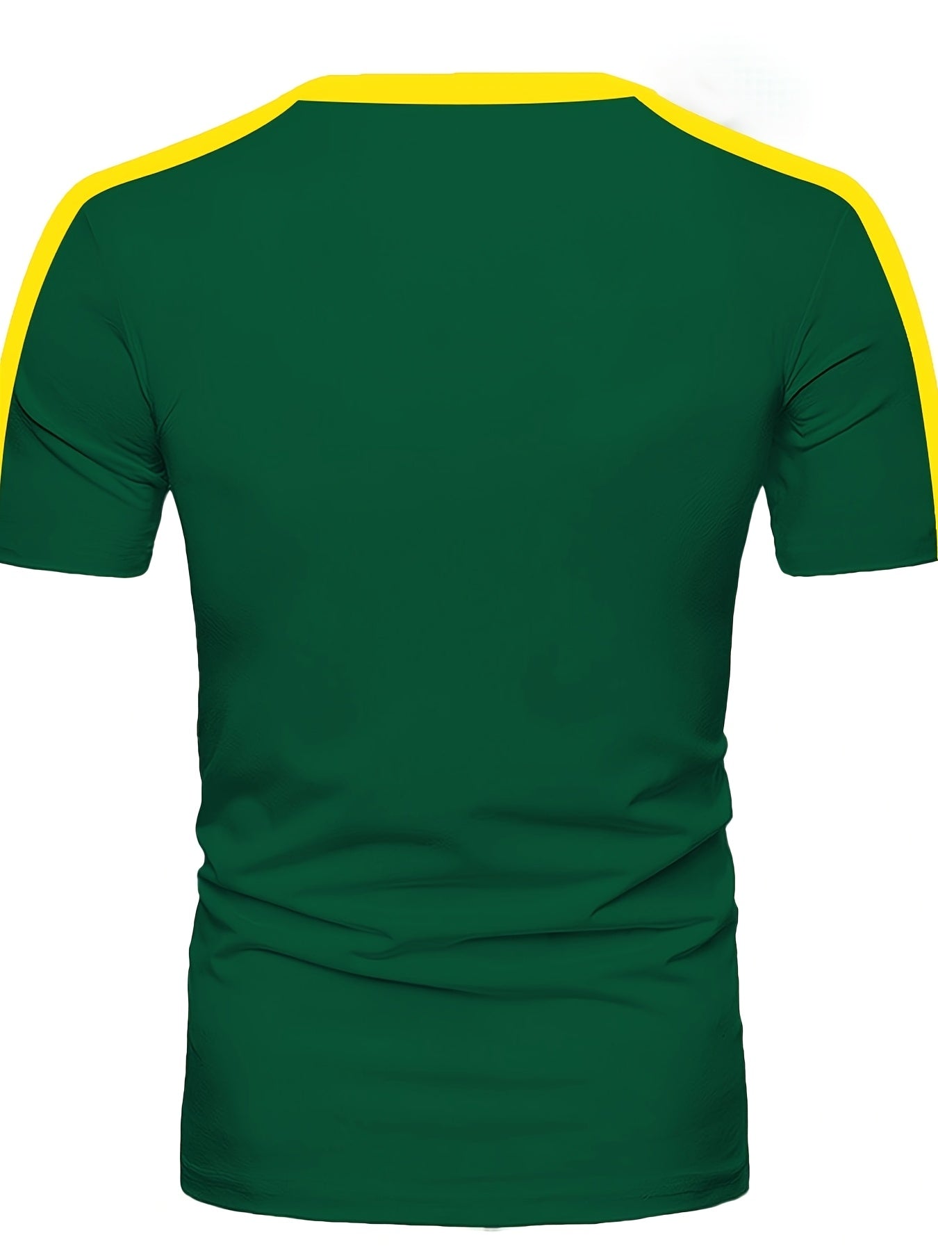 1pc Brazil-inspired men's casual short sleeve T-shirt with digital print, crew neck, polyester knit fabric with stretch, ideal for summer activities and daily wear.