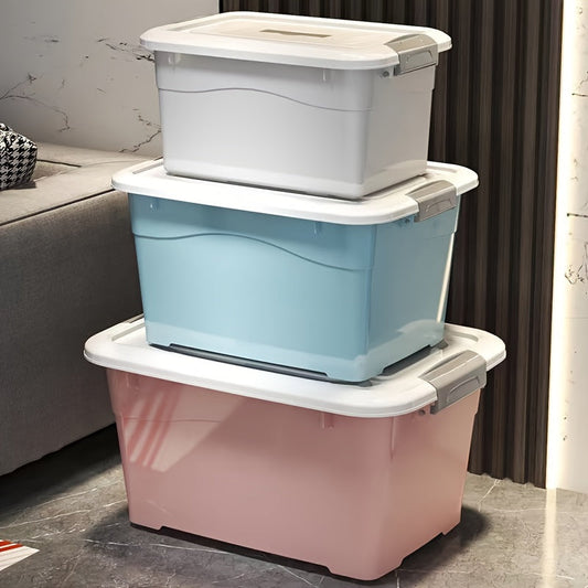 Modern square storage bins with lids - perfect for home, car, and student book organization. Waterproof plastic boxes with flip-top closure. Great for under-bed storage.