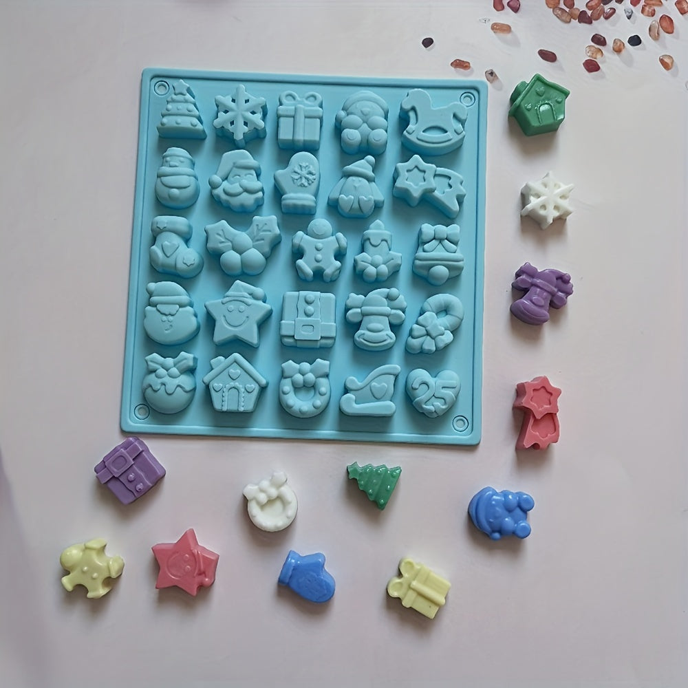 Get your hands on this Christmas Chocolate Mold, perfect for creating festive treats. With 25 cavities and a 3D silicone design, this candy and fondant mold is ideal for DIY cake decorating. Add this versatile baking tool to your collection of kitchen